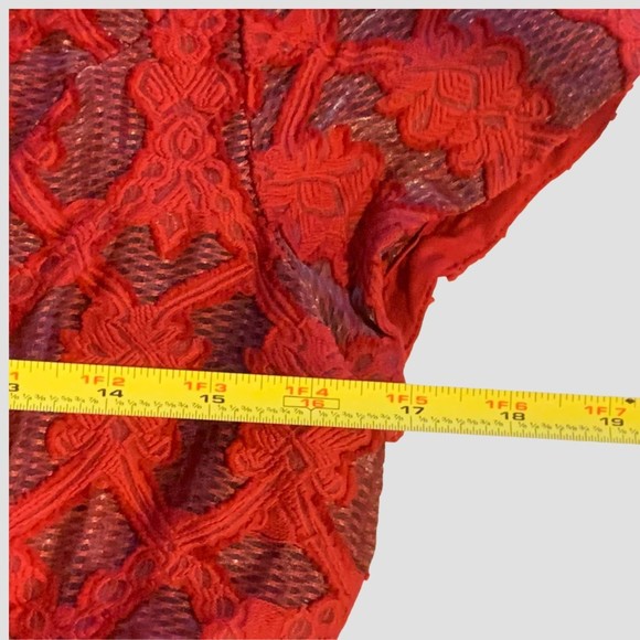 Anthropologie Moulinette Soures Rubied Red Fit and Flare Dress 8 - Picture 8 of 9